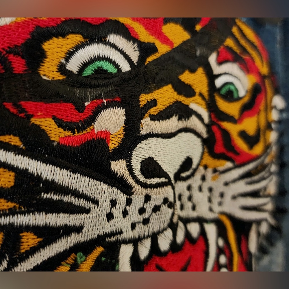 ED HARDY Men's Distressed Embroidered Tiger Head Skinny Jeans sz 40 - Picture 8 of 13